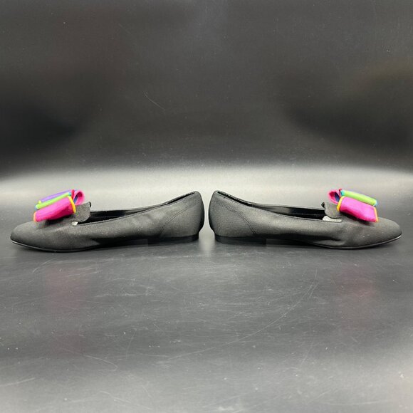 Vintage Womens Flats Shoes Madeline Stuart 1990s Size 6 Black Colorful Bow - Picture 5 of 11
